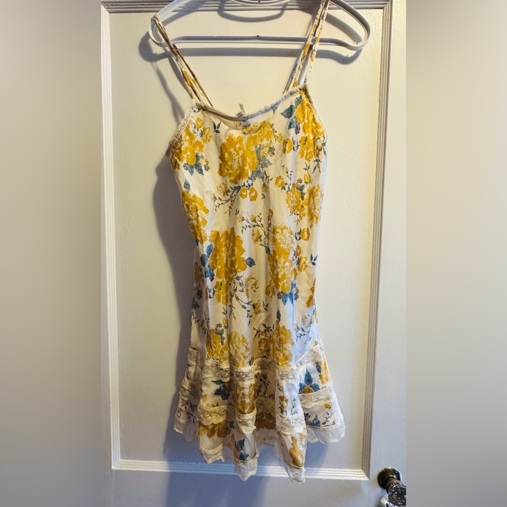 Free People Yellow and Blue Floral Dress